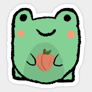 Cute frog with peach Sticker